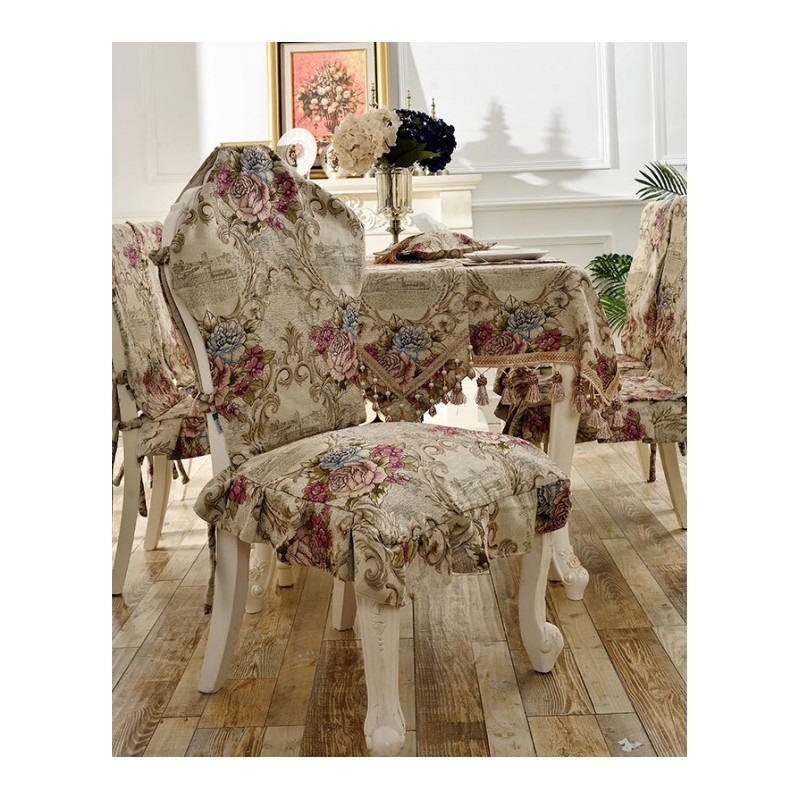 欧式餐桌桌布布艺家用长方形桌布餐椅套椅垫套装桌旗美式茶几桌布