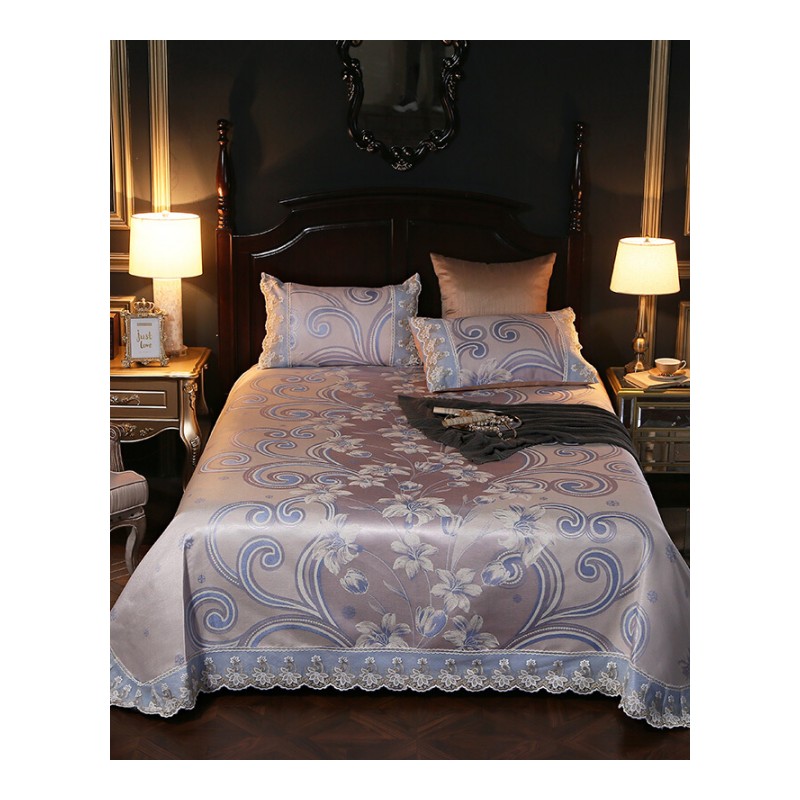 欧式夏天床上凉席冰席子冰丝席三件套可水洗折叠单人1.5/1.8m双人