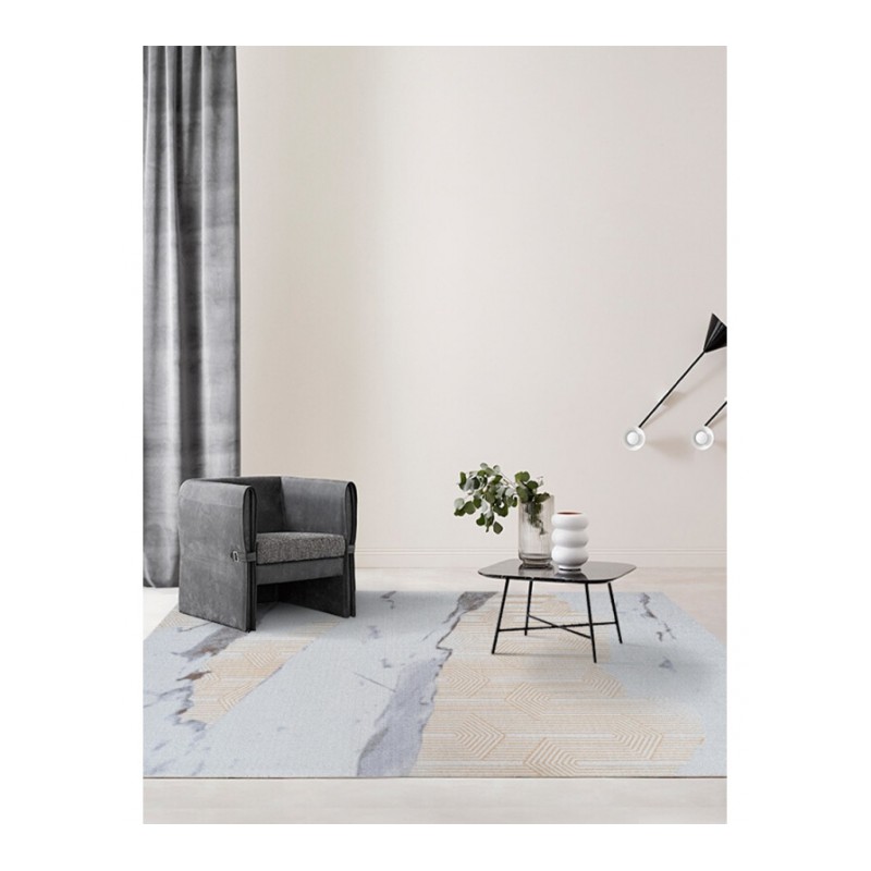 陌希ins北欧客厅地毯家用几何大理石纹原创设计卧室厅小地垫