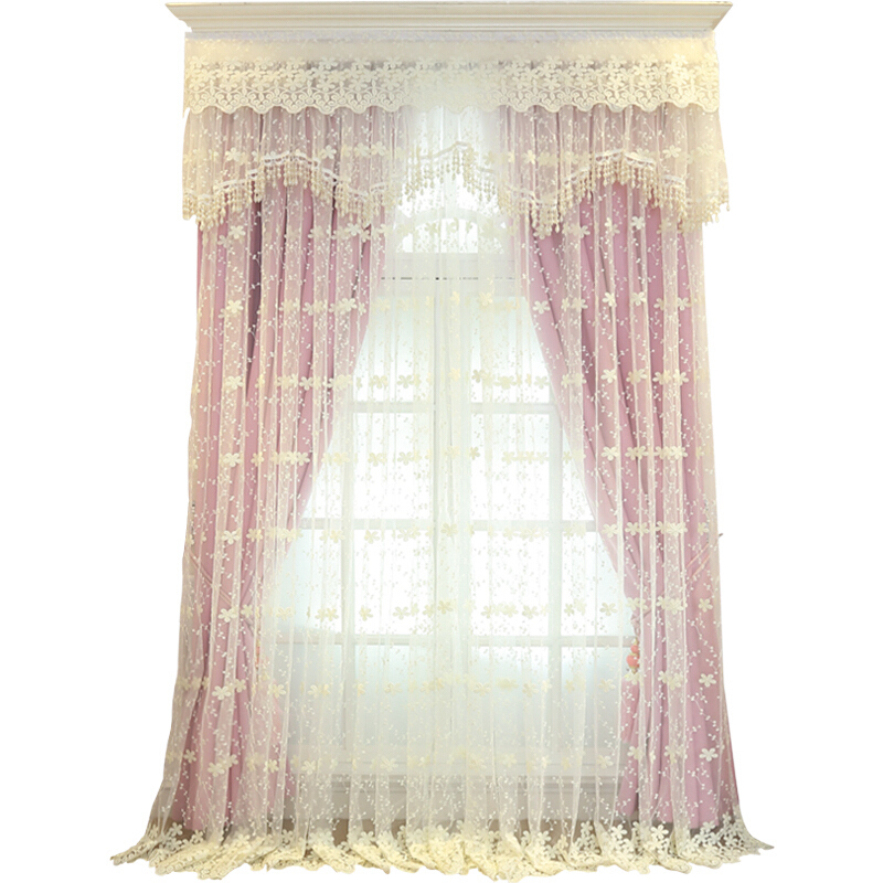 韩式公主风卧室窗帘全遮光遮阳温馨平面窗落地窗飘窗窗帘成品