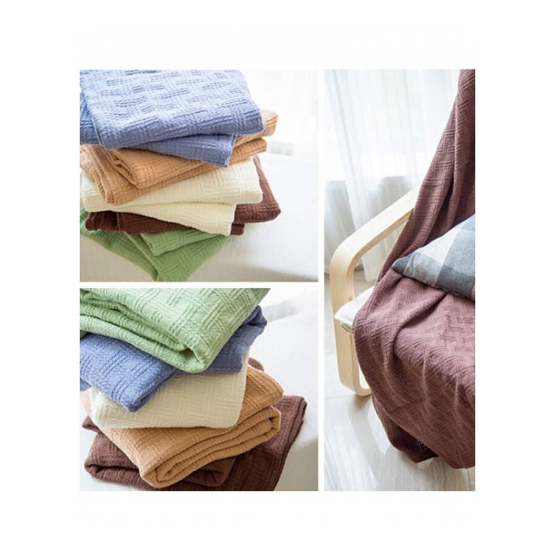 夏季纯棉线透气空毯毛巾被美式针织沙巾盖毯休闲毯床毯