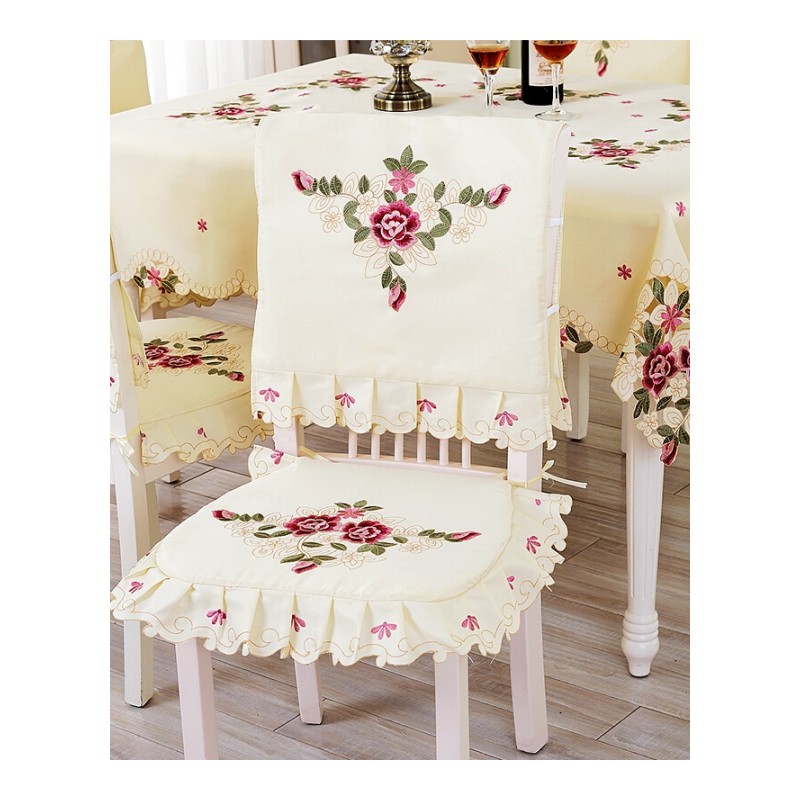 绣花桌布欧式布艺圆形台布茶几布餐桌布椅套椅垫套装田园椅子套