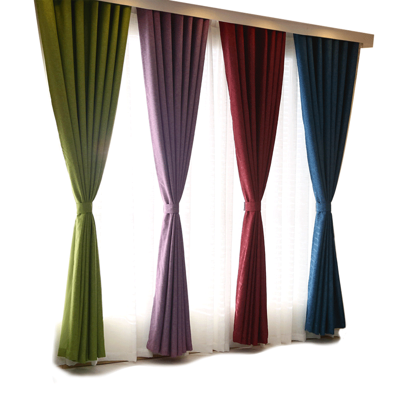 北欧风格窗帘成品布料简约现代定制卧室定做全遮光果绿色一片:宽3米高2.7米[高度可减小,四抓钩]