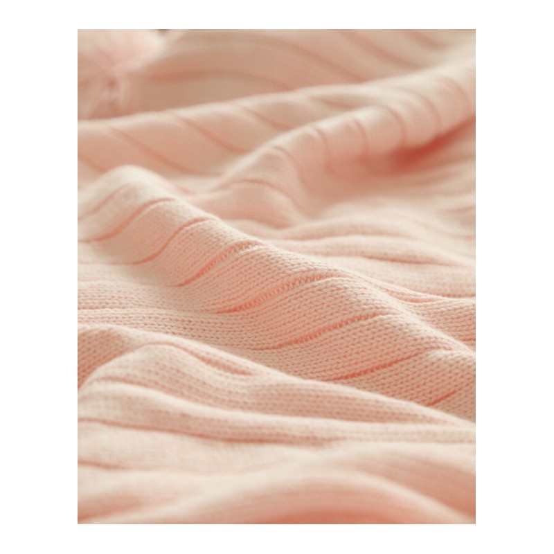 INS全棉毯子线毯针织纯棉毯子北欧纯棉毛毯夏季空毯球球球球毯玫粉色150x200cm