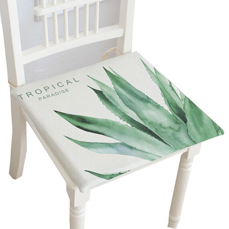 植物系ins绿色植物绿叶坐垫ins绿色植物棉麻餐椅沙飘窗坐垫
