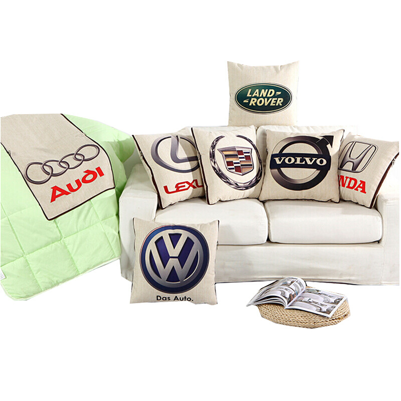 汽车抱枕被两用车标靠垫被多功能办公室抱枕被棉麻抱枕可定制LOGO