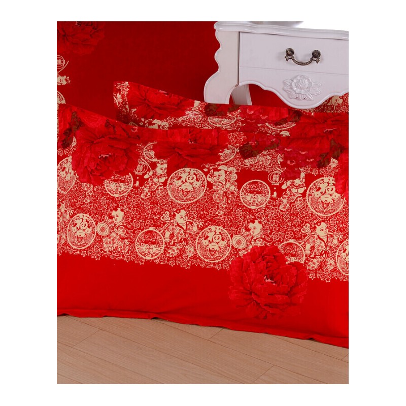 磨毛床单单件大红色新婚庆床品结婚被单1.5m1.8m床上用品