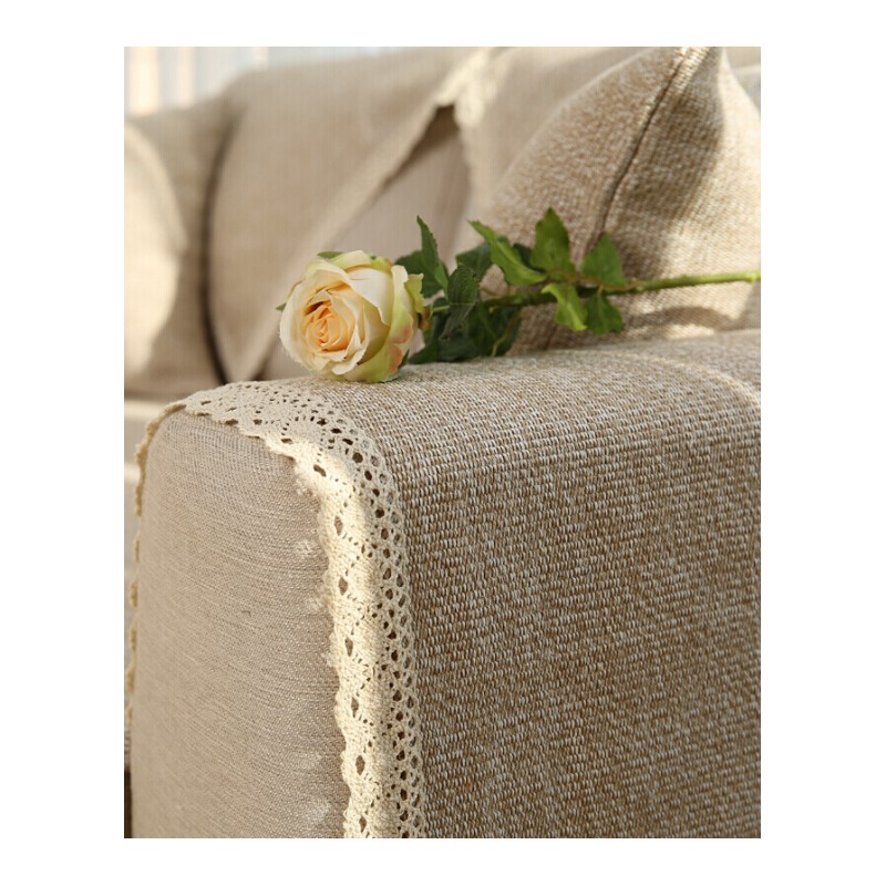 亚麻沙垫坐垫巾套罩布料四季通用薄款米色格子素色棉麻布艺