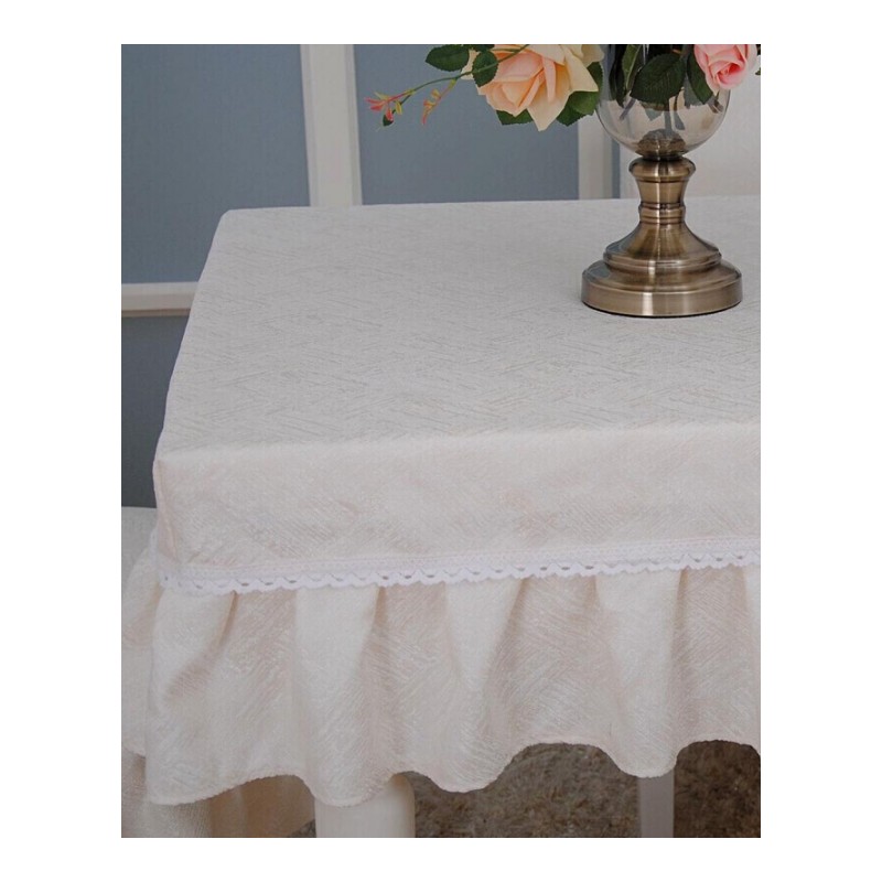 简约纯色餐桌布米白桌套桌罩正方形茶几套罩素色台布家用桌布定制