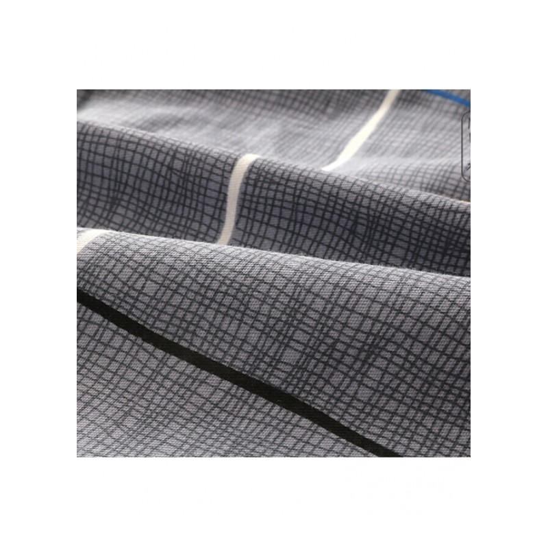 纯棉高支高密斜纹套件单人双人枕套被套床单可搭配蓝灰格子