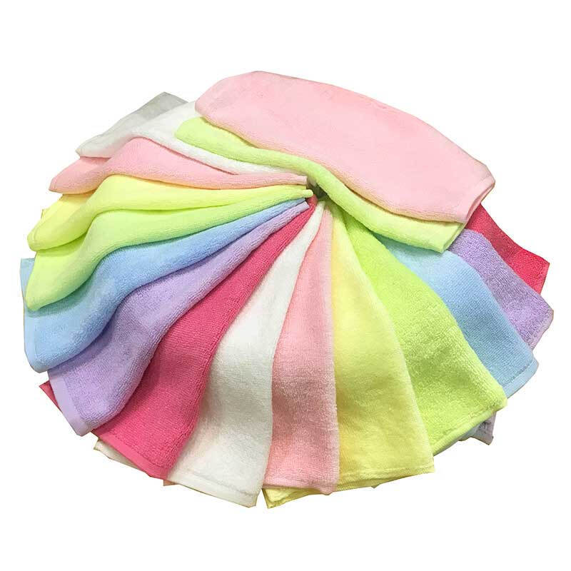 儿童洗脸毛巾四方竹纤维儿宝宝婴儿小方巾手巾19x19蓝2+黄2+粉2+绿2+玫红2+紫225x25cm