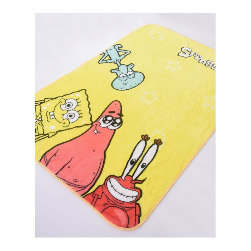珊瑚绒毯子夏季办公室空毯午睡毯单人薄款儿童卡通毛巾被小毛毯柠檬黄送手提袋包装
