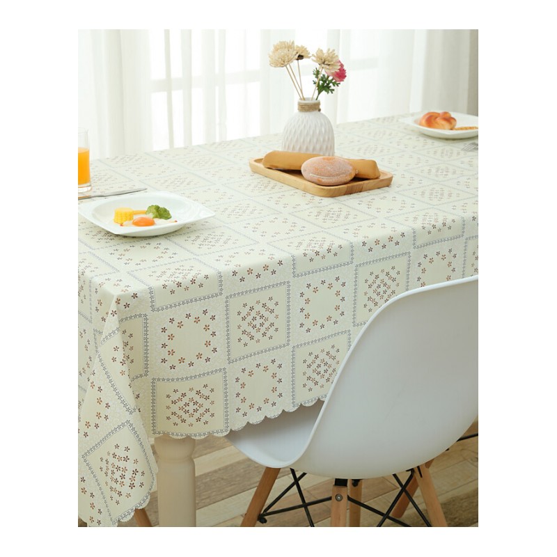 田园格子餐桌布防水防油防烫PVC塑料免洗桌布餐厅茶几桌垫长方形