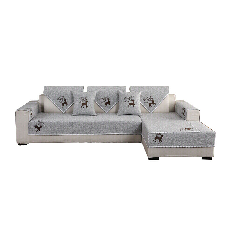 沙垫纯色棉麻布艺四季通用防滑坐垫靠背巾扶手巾组合套装