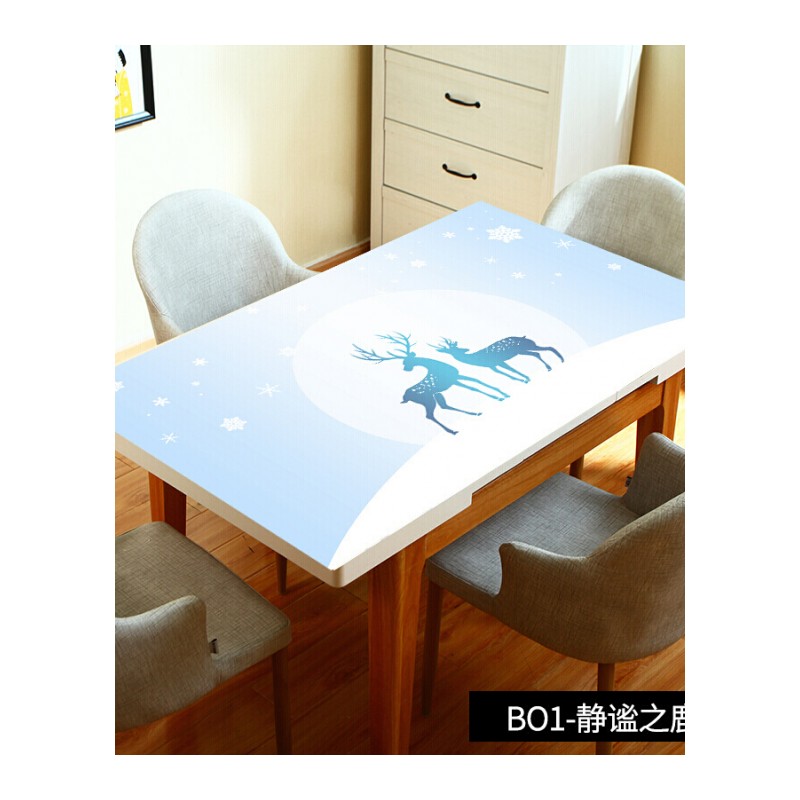 印花软玻璃桌布长方形pvc餐桌垫茶几透明水晶板