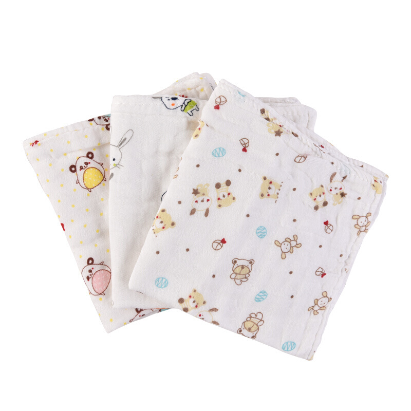宝宝用的毛巾纱布柔洗脸小方巾婴儿用的小毛巾婴幼儿帕[3条装]皮狗30x30cm