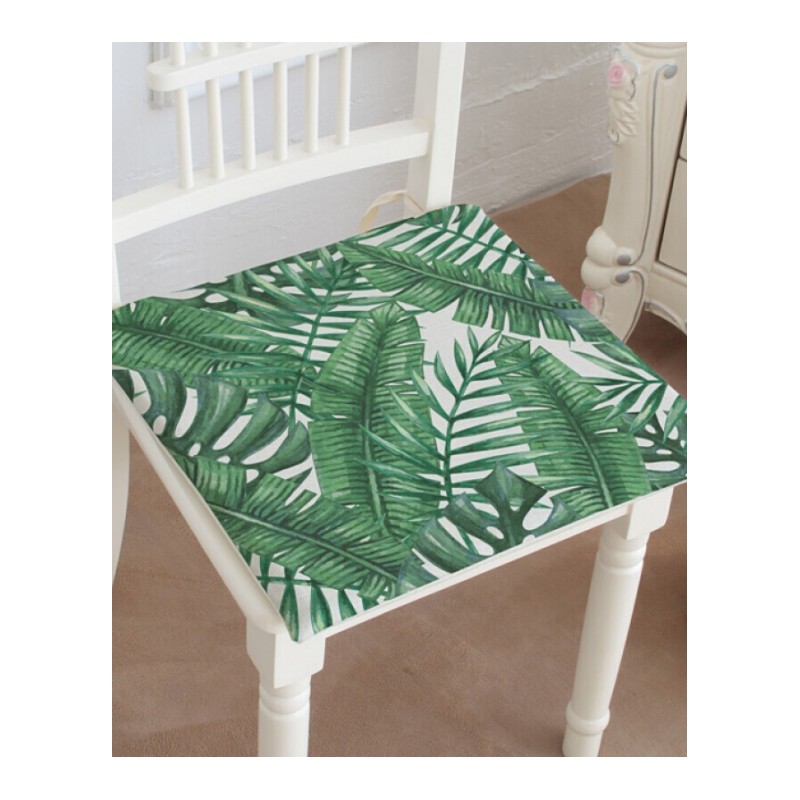 清新绿色热带植物木椅垫棉麻坐垫椅子板凳垫防滑椅子垫餐椅垫