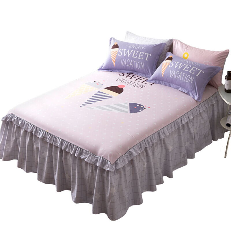 全棉卡通床罩床裙单件纯棉1.5米1.8m床垫防滑防尘保护罩床单床罩