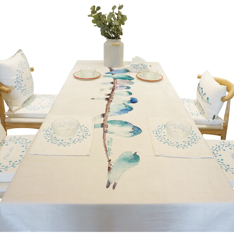 桌布餐桌布艺茶几桌布盖布厚实白长方形定制做归鸟纯白色桌布1块