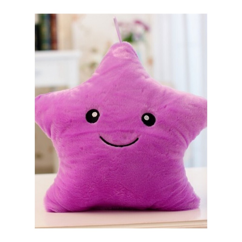 创意星星爱心七彩光抱枕毛绒玩具靠垫圣诞生日儿童女生紫色星星光抱枕