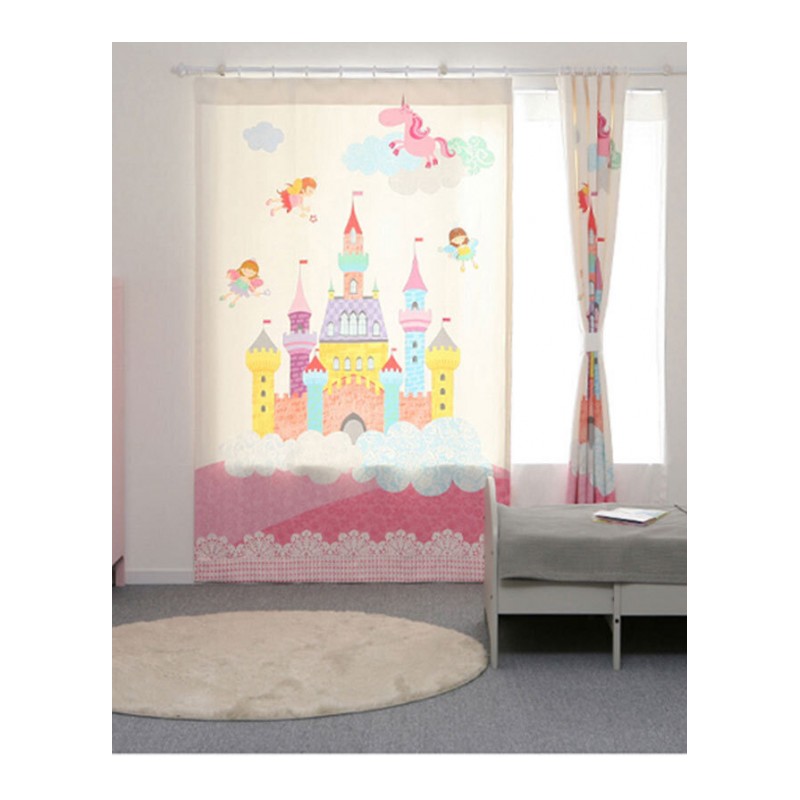 窗帘公主风成品布料北欧儿童房卧室卡通窗帘可爱粉色少女窗帘女孩