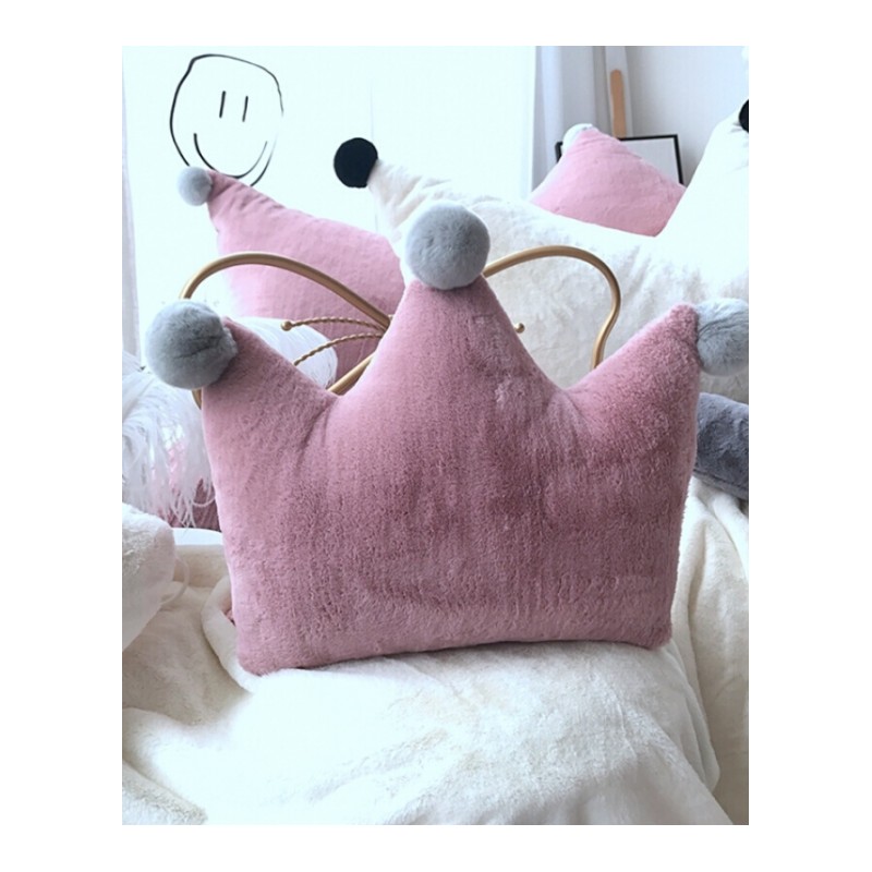 韩式纯色兔绒毛球抱枕甜美可爱腰枕公主靠垫家居沙装饰抱枕含芯