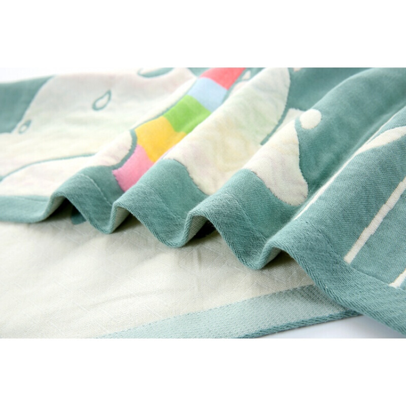 纯棉纱布枕巾情侣学生柔软透气四季通用一对白色三层荷花绿一对