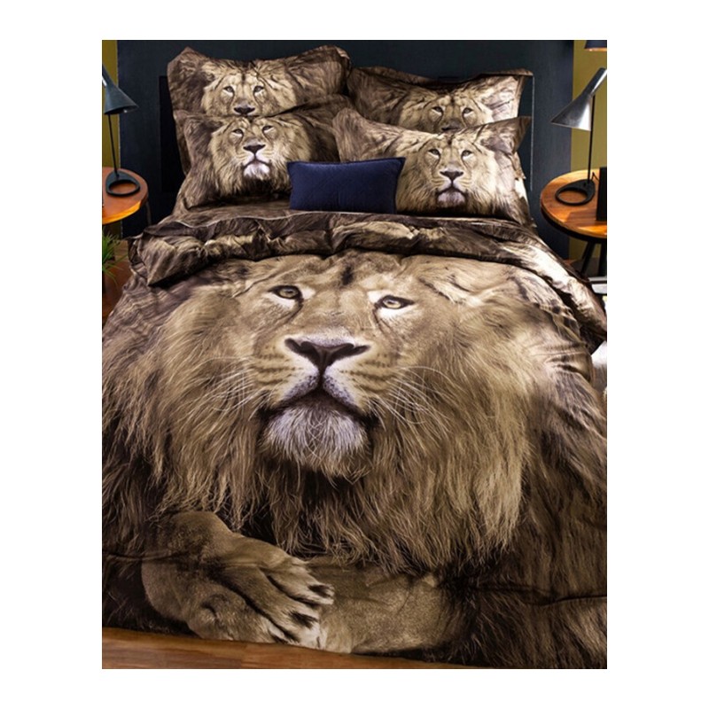 3d个性立体床单四件套老虎狮子狼动物双人被套1.5/1.8米床上用品