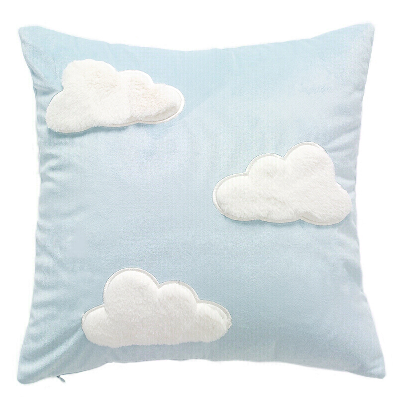 粉色抱枕白色云朵毛毛靠枕可爱床上靠垫手工沙抱枕套