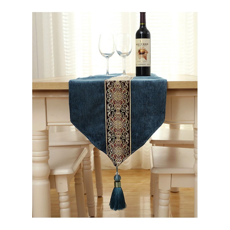 欧式茶几长方形蓝色桌布布艺小清新餐桌布正方形客厅家用桌旗台布