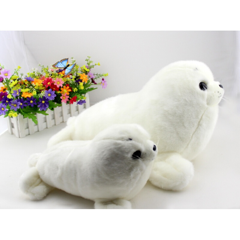 极地海洋海底世界仿真海豹海狮公仔毛绒玩具抱枕玩偶生日儿童白色