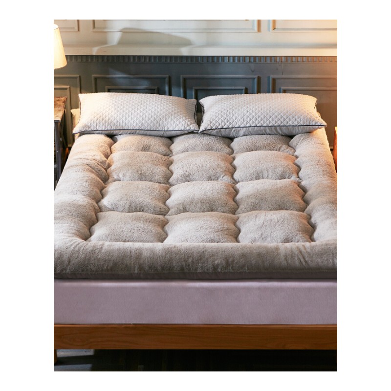 加厚10cm羊羔绒单双人榻榻米床垫子1.5米1.8m家用1.2学生宿舍地垫10cm羊羔绒床垫--灰色0.9m床[90*2