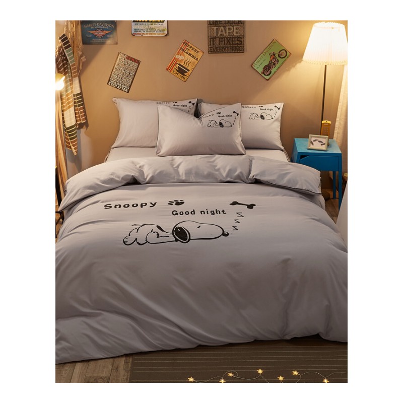 纯色卡通4四件套学生宿舍1.0米3三件套1.8m1.5双人床单被套2.0米