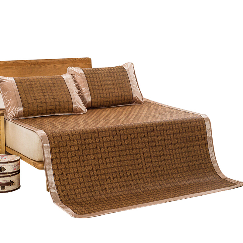 夏天藤席1.8m床凉席三件套1.5米可折叠席子单双人黄金格