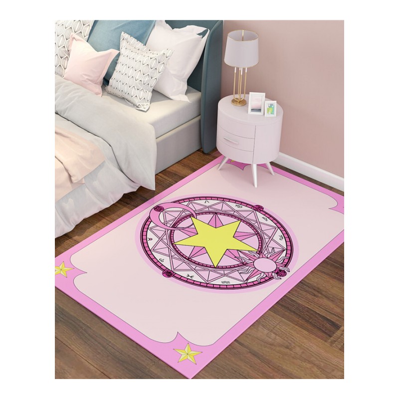 ins地毯卧室床边长方形女生房间防滑垫现代可爱满铺粉色潮牌地毯梦幻魔阵女神系列No.1