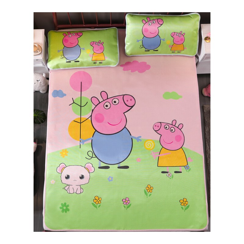 凉席1.2/1.5/1.8m床冰丝席三件套学生单人宿舍卡通儿童夏季可折叠