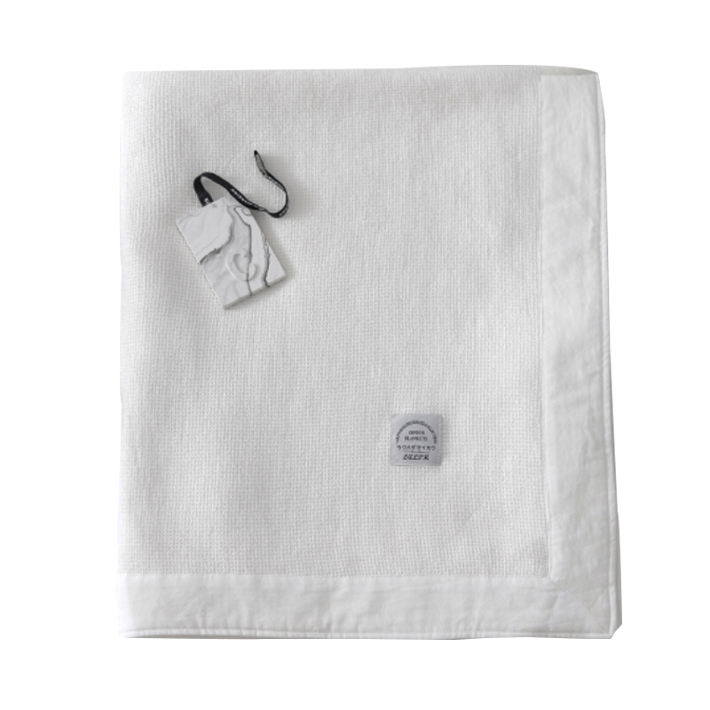 出口日本简约华夫格毯子日式纯棉空毛巾毯纯色双人午睡毯盖毯全棉华夫格毯(咖)180x220cm