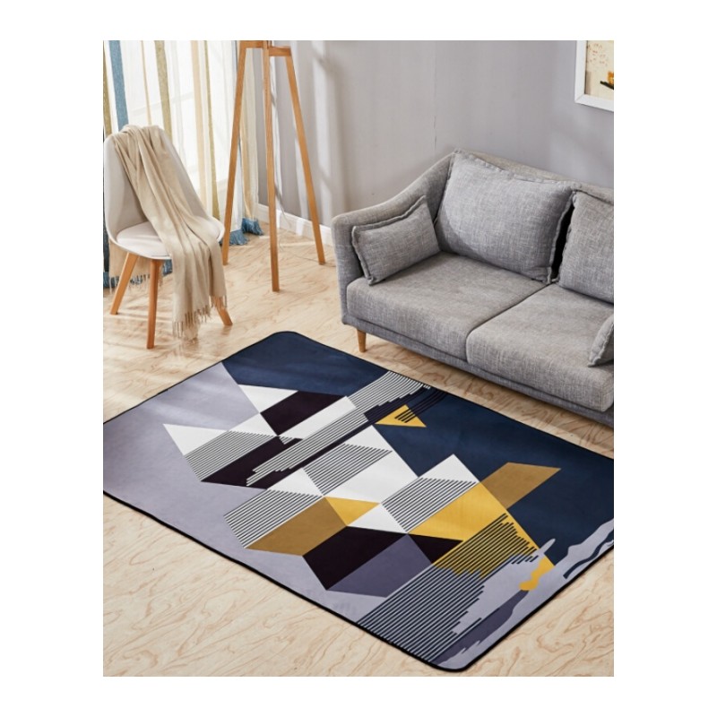 北欧地毯客厅沙茶几地毯卧室床边地毯书房长方形地垫家用可水洗浅灰色鹿头