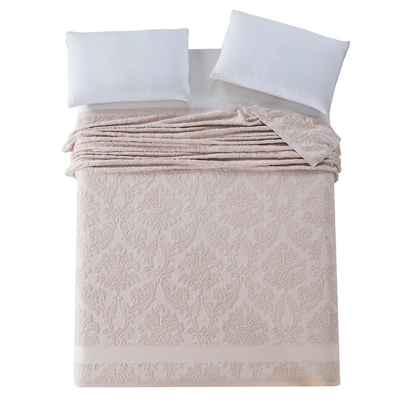 全棉加厚毛巾毯单人双人毛巾被纯棉厚床单夏季空毯老式盖毯欧典风尚驼色
