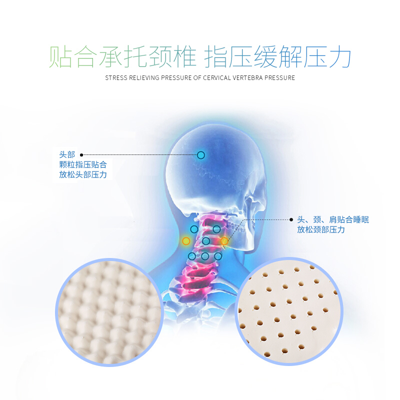 泰国天然乳胶枕头枕芯一对按摩护颈记忆枕单人