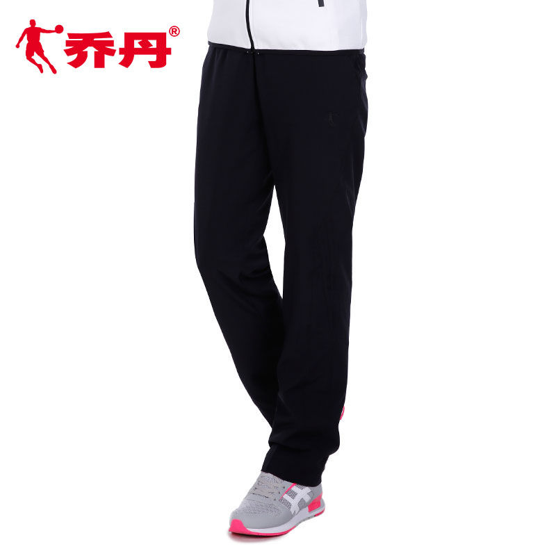 乔丹运动裤女裤直筒休闲裤子薄款速干黑色运动长裤女