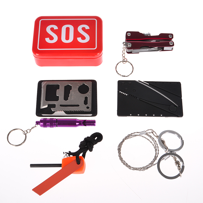 野外生存装备组合套装户外用品SOS应急包多功能荒野求生工具宝盒