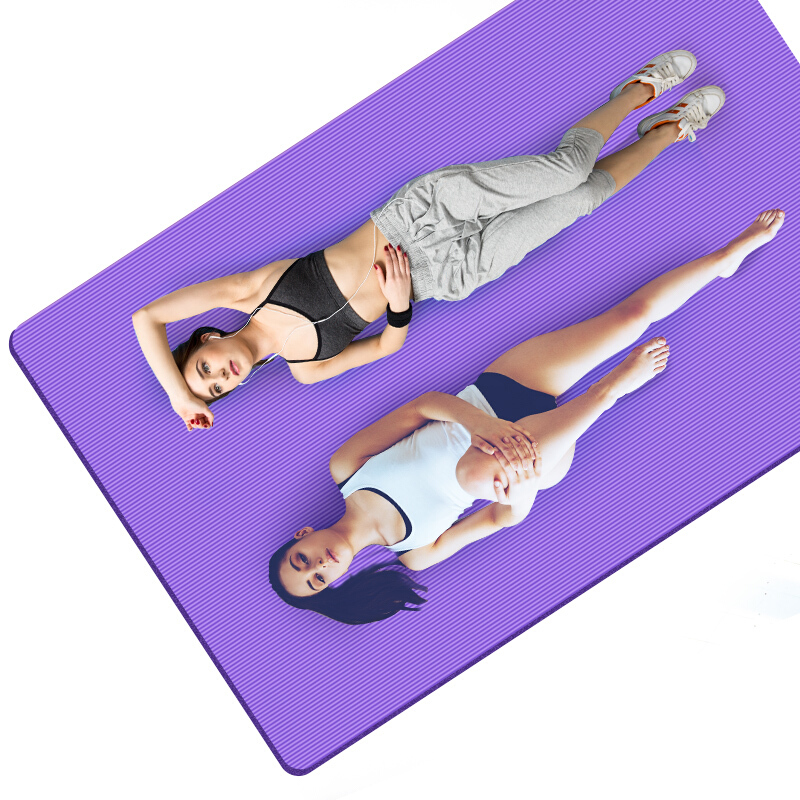 加宽130cm加长200cm双人瑜伽垫健身垫舞蹈垫子防滑加厚地垫大号紫色2mX1.3m赠绑带+备用绑带+球+教程+1