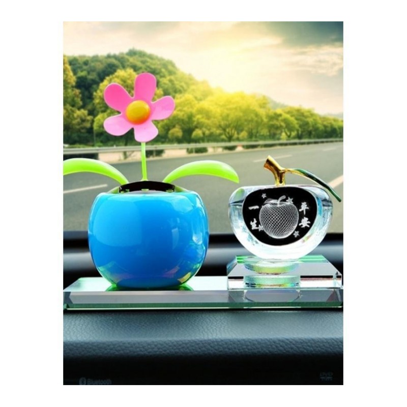 适用于汽车内水晶苹果汽车香水座车载车用香水创意车内饰品摆件用品