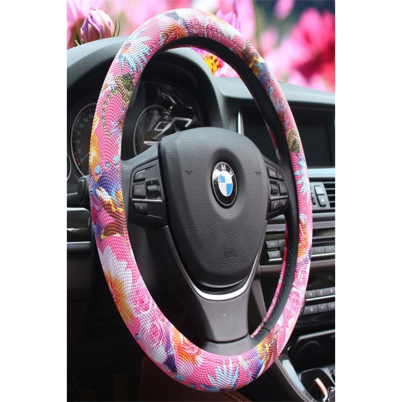 适用于汽车方向盘套珍珠纹彩色糖果女性专属汽车方向盘套汽车把套