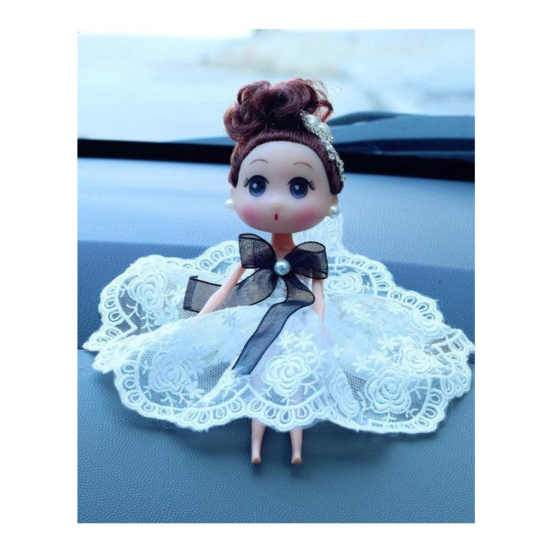 适用于婚纱迷糊娃娃可爱蕾丝车载车用汽车摆件镶钻车内饰品创意装饰品