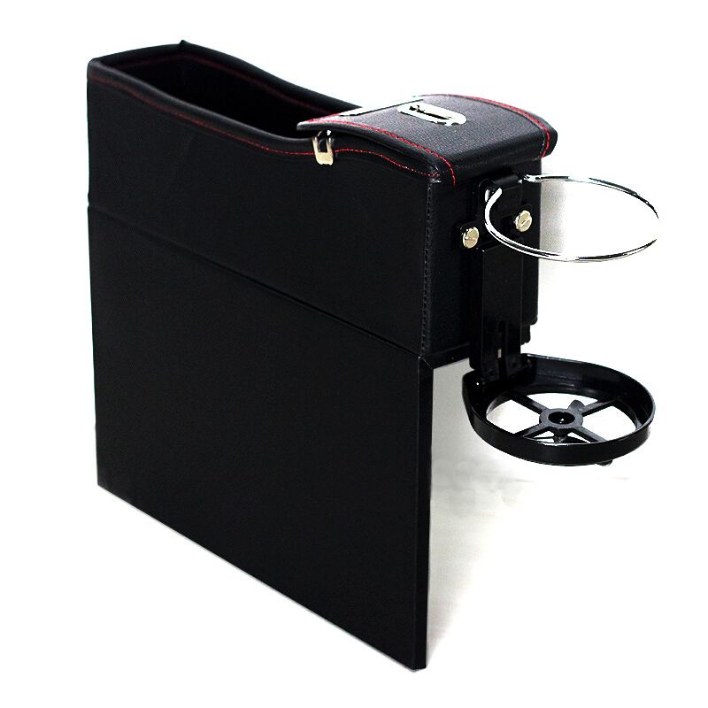 适用于汽车座椅缝隙储物盒真皮收纳盒车内座椅夹缝储物袋通用水杯架汽车用品车载置物箱