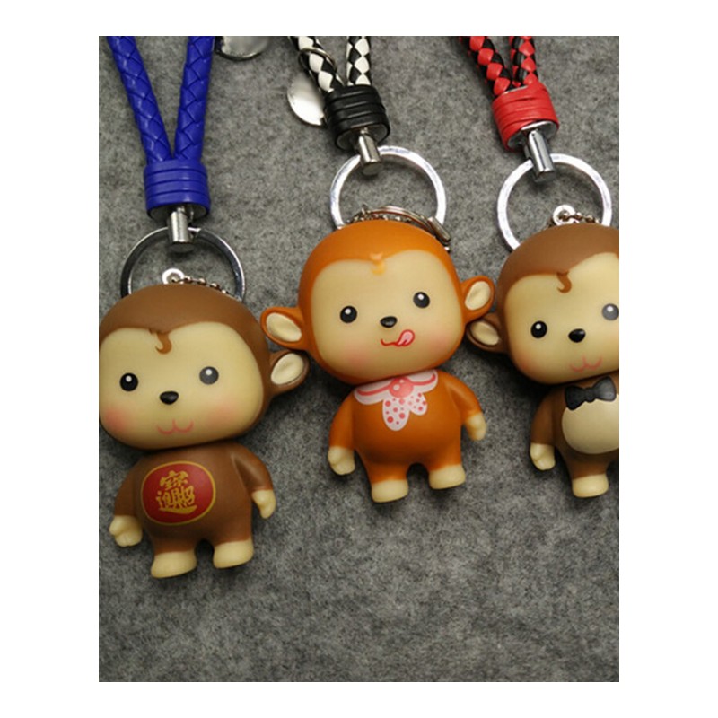 适用于汽车钥匙扣编织绳钥匙链挂件情侣可爱猴子钥匙扣