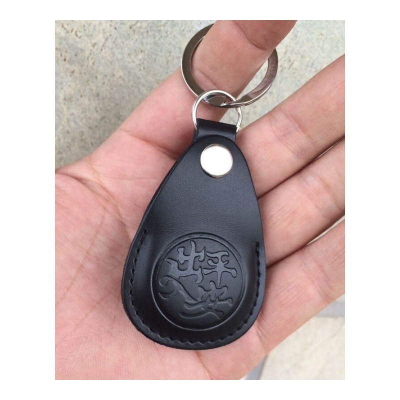 适用于皮禁卡套钥匙扣简约轻薄ID感应卡保护收纳皮套钥匙链浅棕色(福)