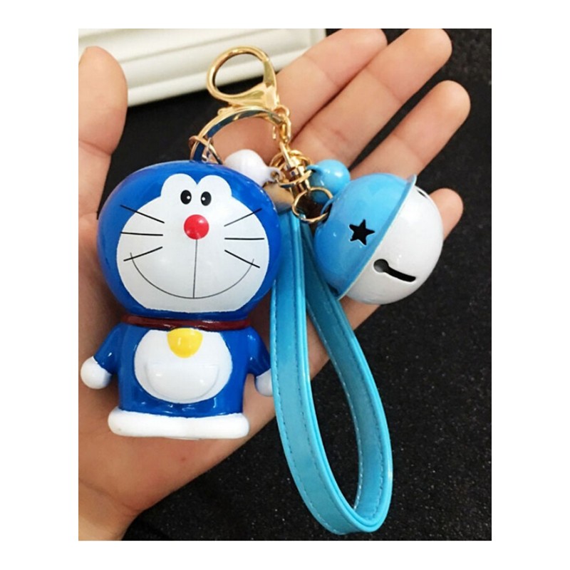 适用于韩国创意可爱卡通叮当猫汽车钥匙扣女包包挂件钥匙链圈铃铛机器猫